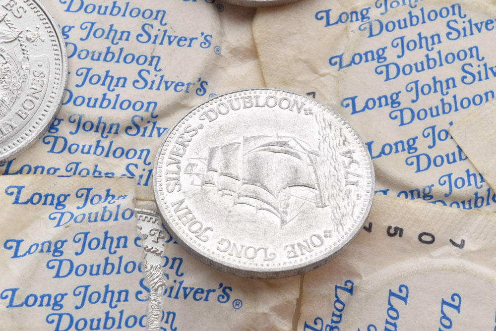 Vintage Long John Silver's Pirate Doubloon Coins