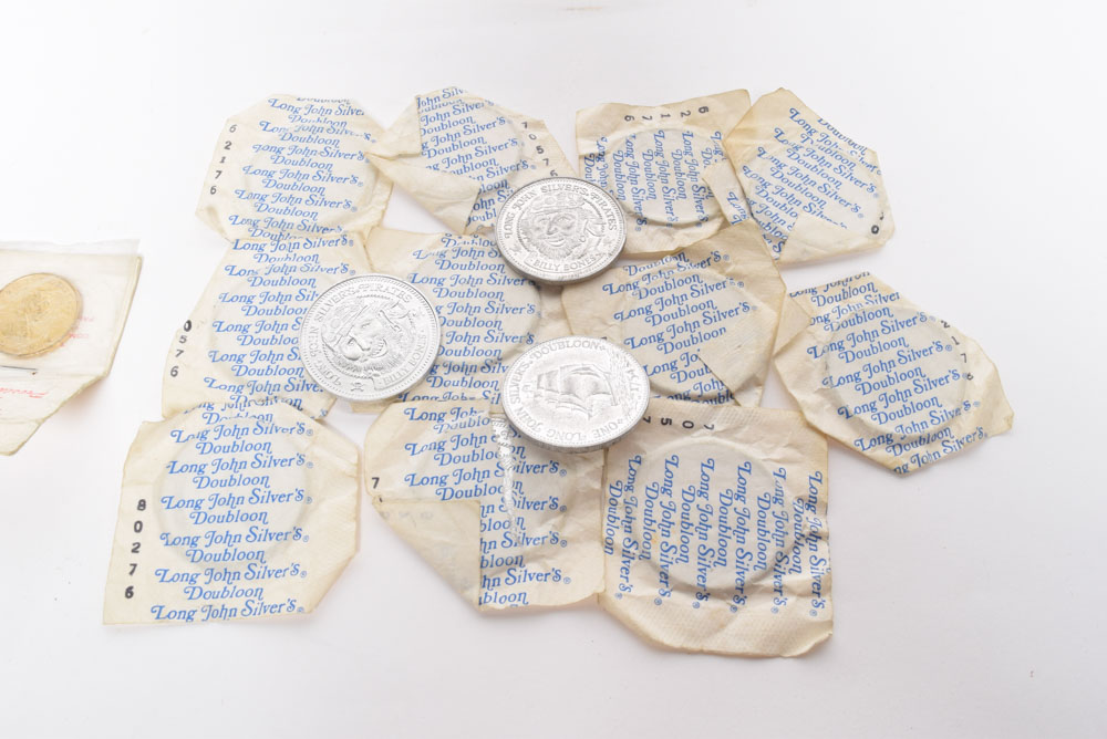 Vintage Long John Silver's Pirate Doubloon Coins