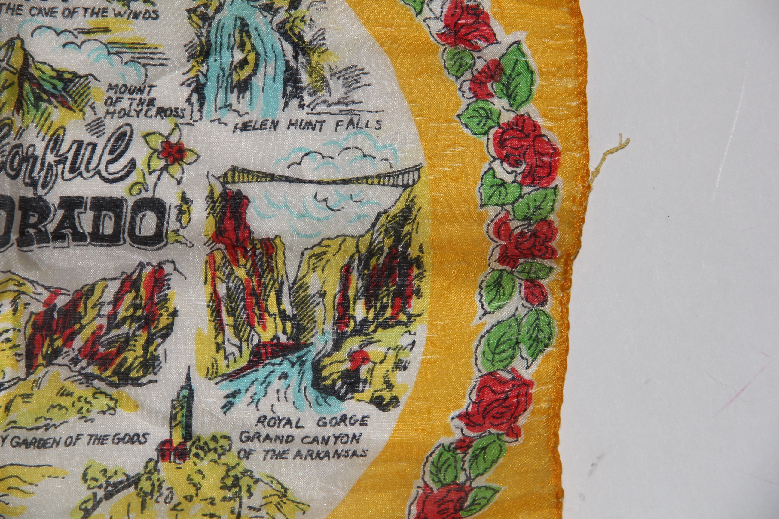 Circa 1950s Colorado Silk Souvenir Scarf