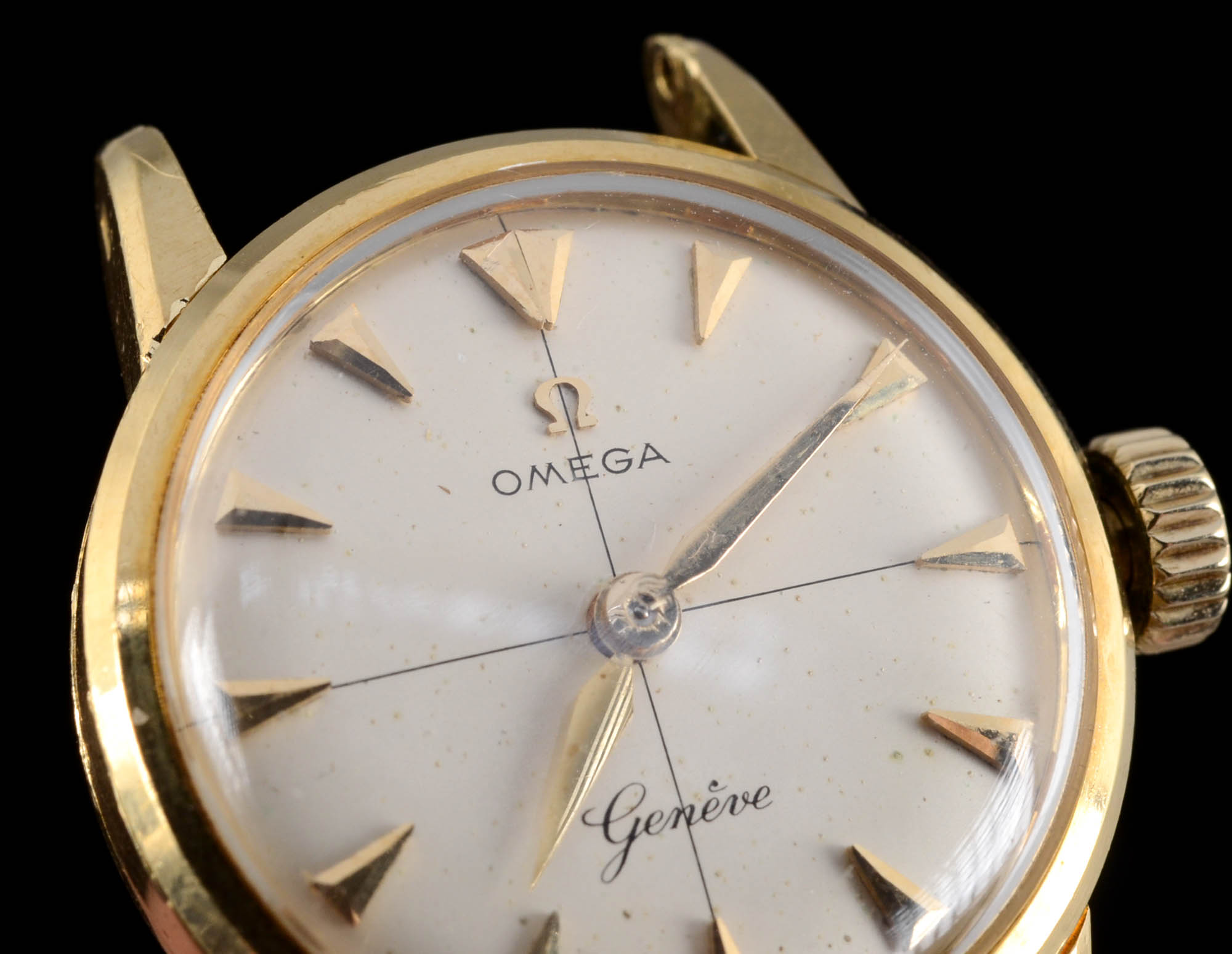 Vintage 18K Yellow Gold Omega Geneve Watch Case with a Detached Stainless Steel Two Tone Watch Band