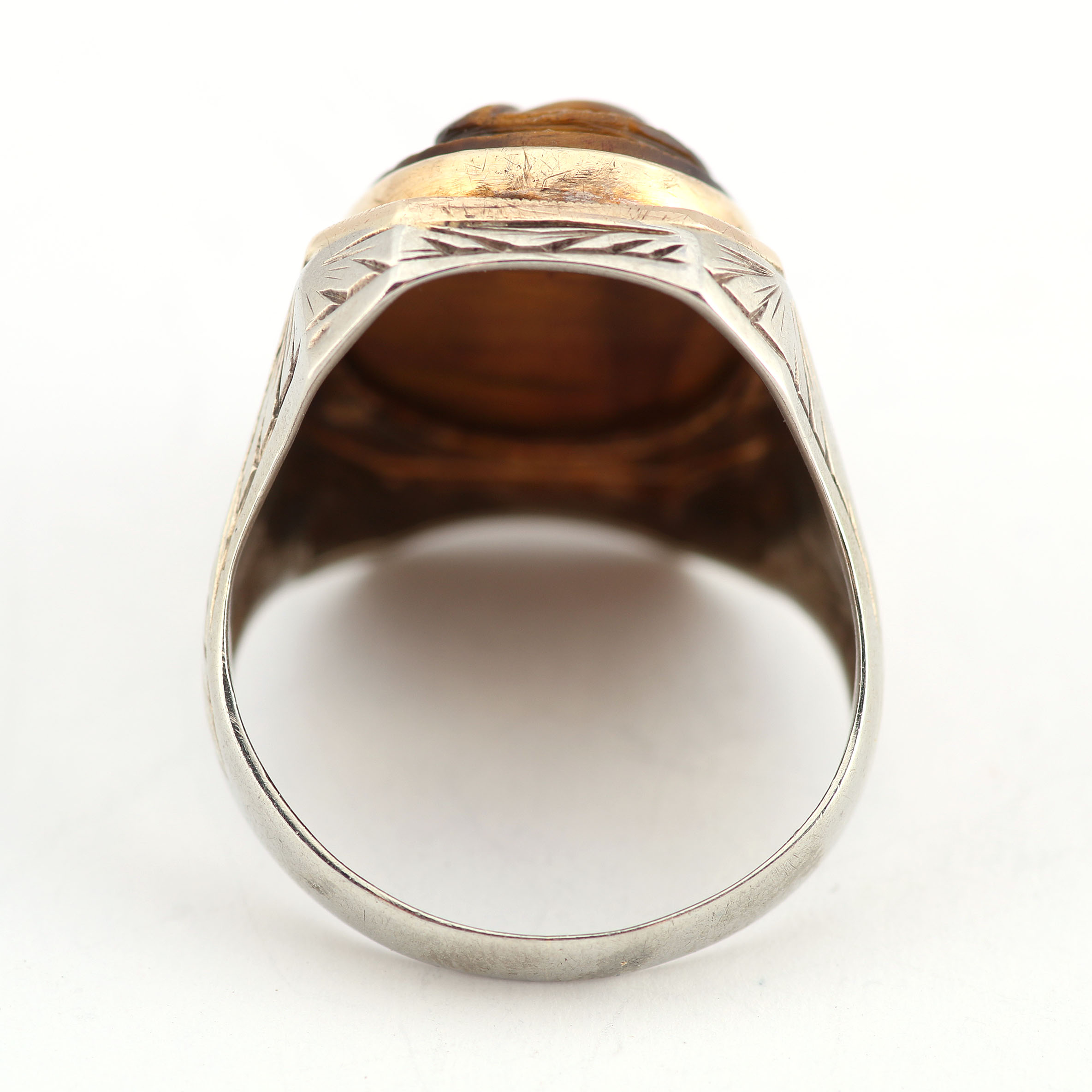 10K White Gold and Tiger's Eye Men's Ring