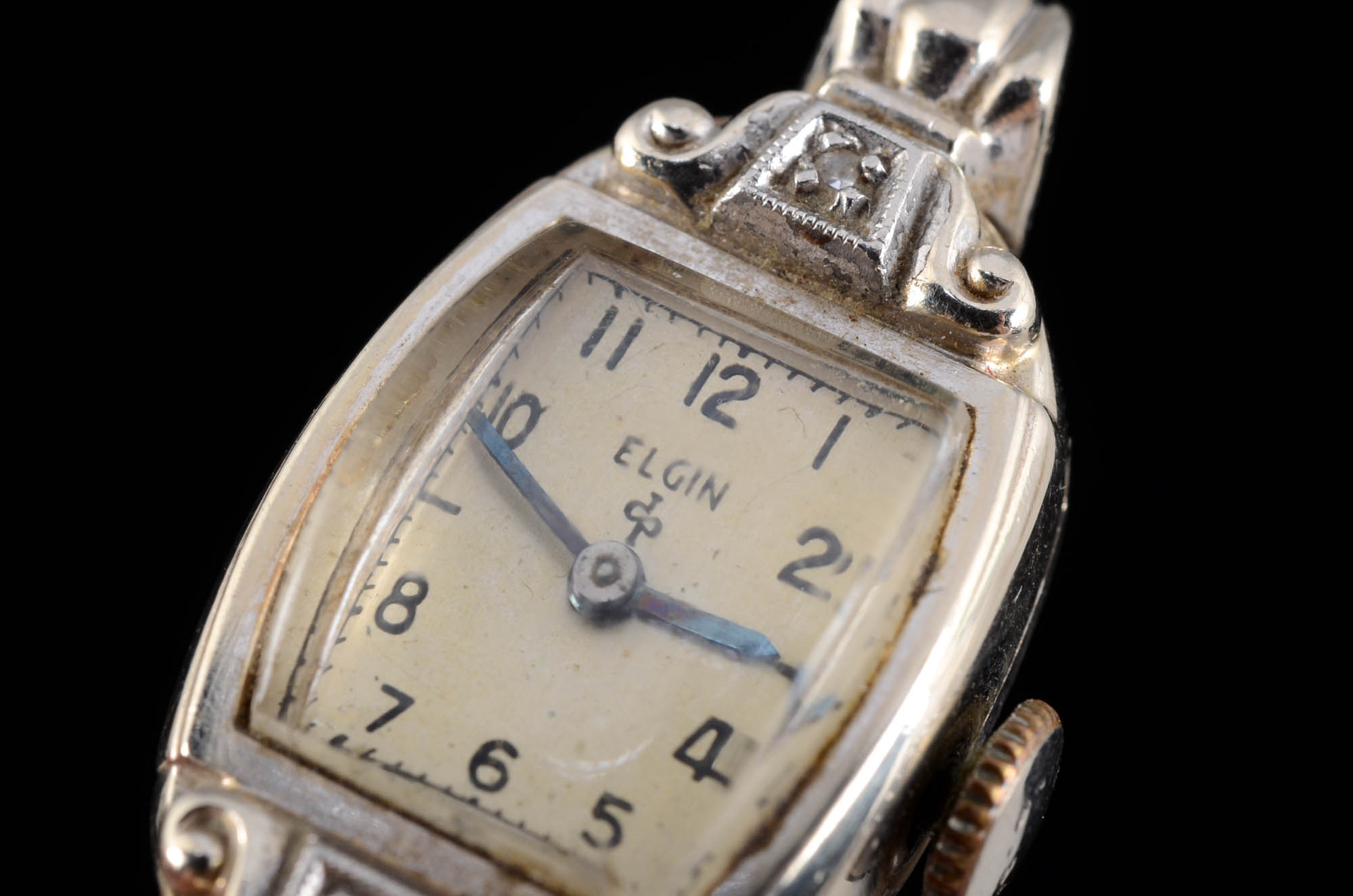 Early 20th Century Elgin 14K White Gold Watch Case with Diamond Accents