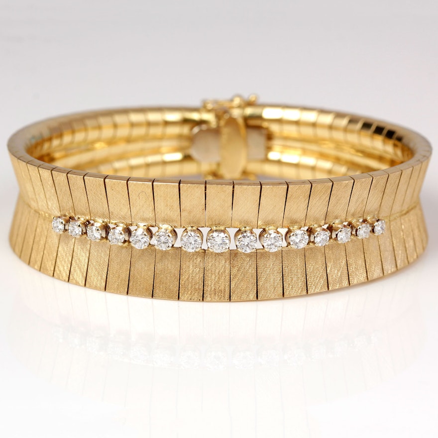 18K Yellow Gold and Diamond Bracelet