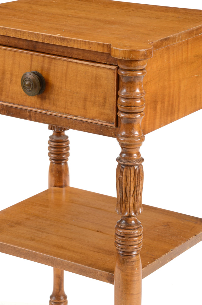 Pair of Federal Style Curly Maple Nightstands