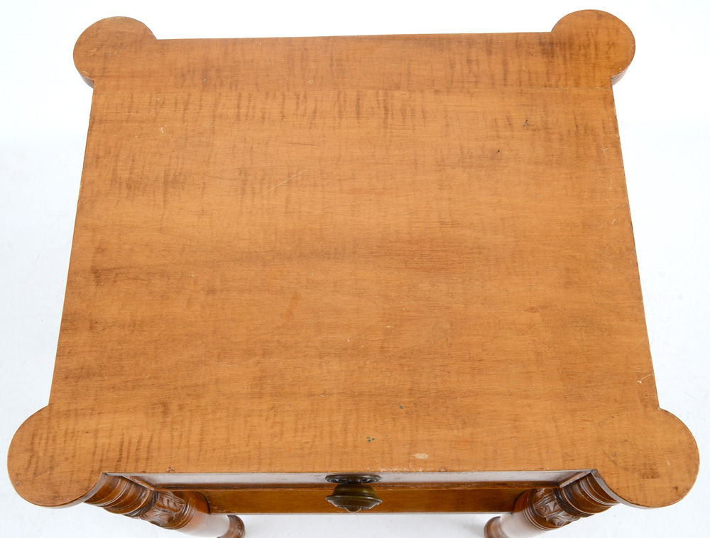 Pair of Federal Style Curly Maple Nightstands