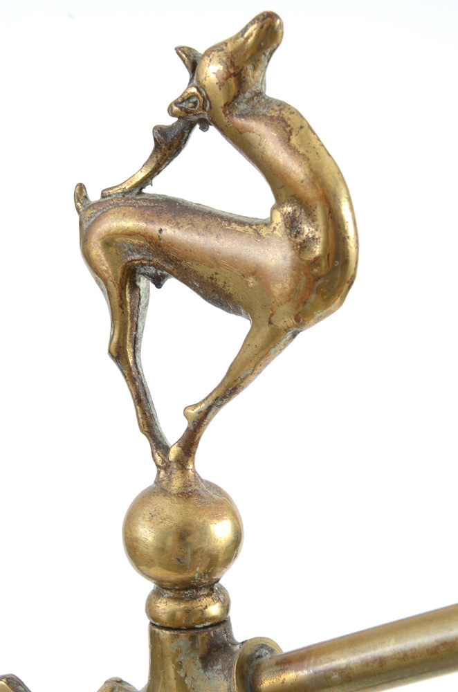 Vintage Brass Floor Lamp with Deer Finial