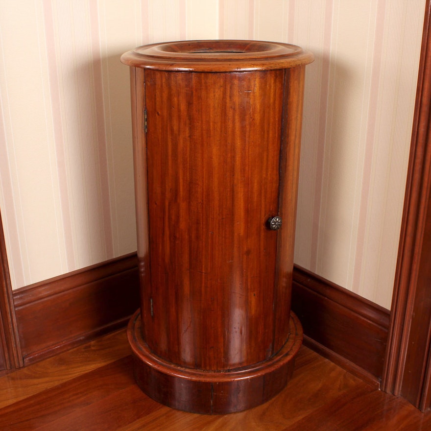 Antique Circular Pine Pot Cupboard with Marble Inlaid Top