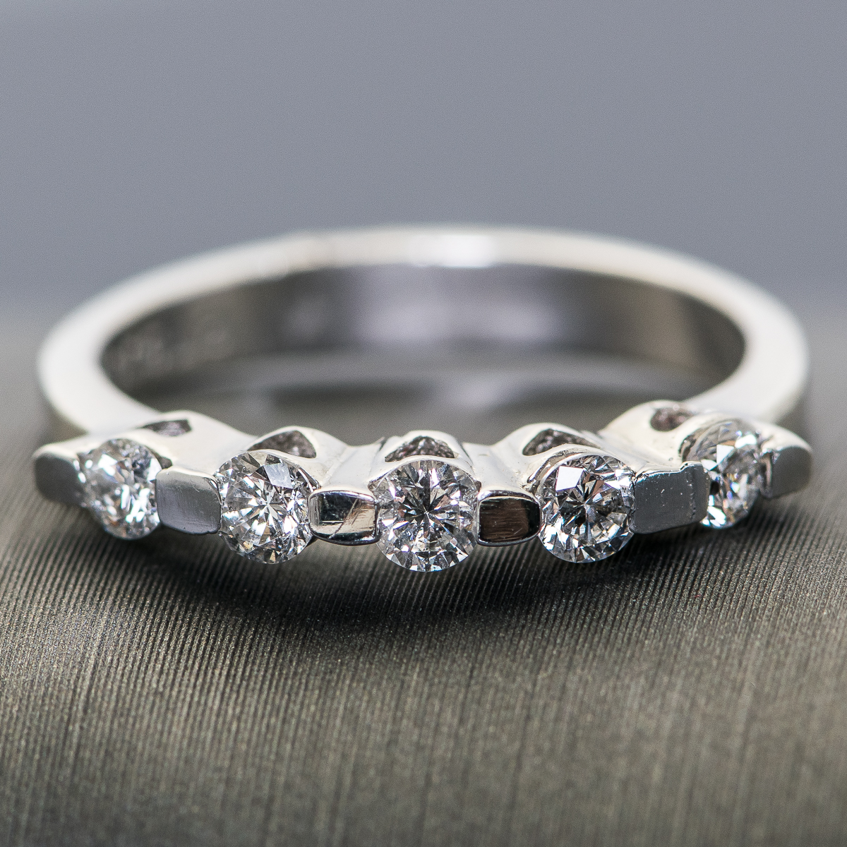 Platinum and Diamond Ring with Heart Cutouts