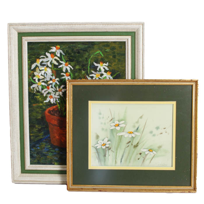 Framed Lily Flower Paintings