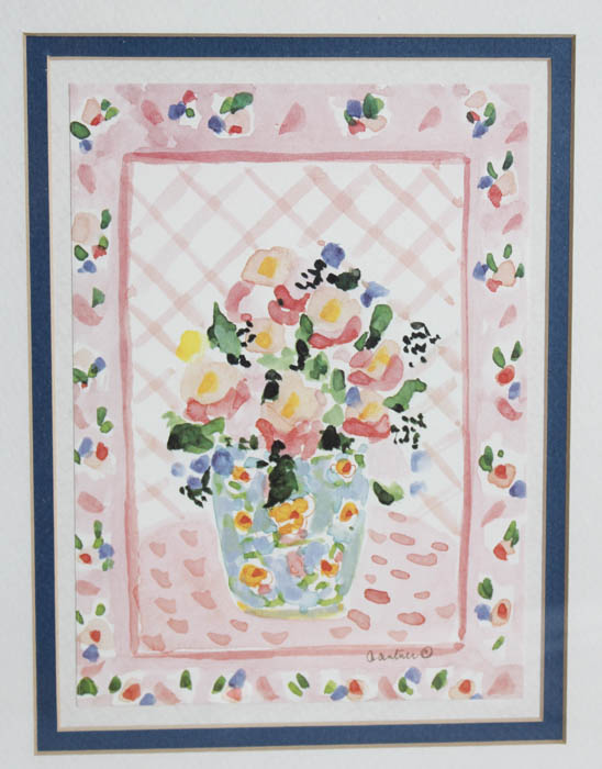 Collection of Two Photo Offset Lithographs of Watercolored Flowers