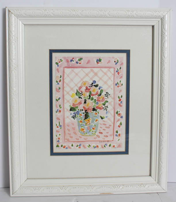 Collection of Two Photo Offset Lithographs of Watercolored Flowers