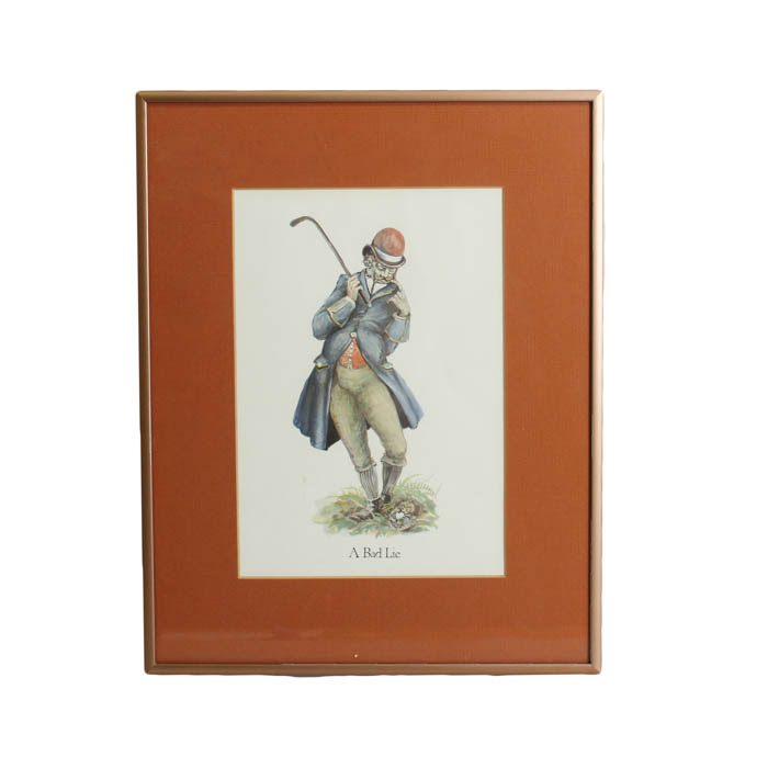 Framed Photo Offset Lithograph "A Bad Lie"