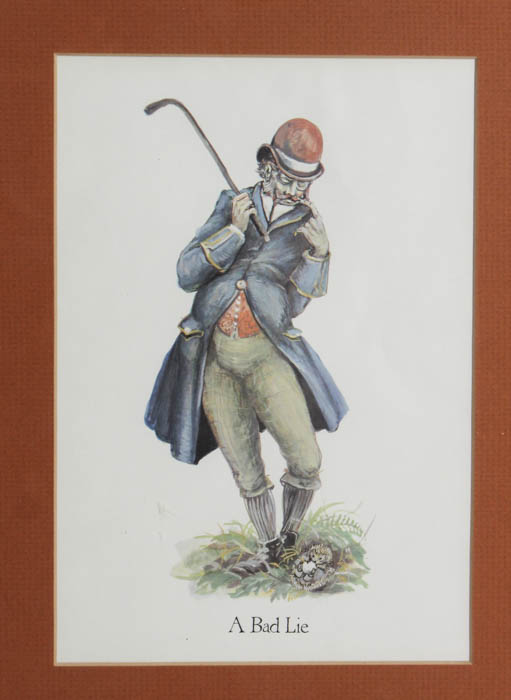 Framed Photo Offset Lithograph "A Bad Lie"