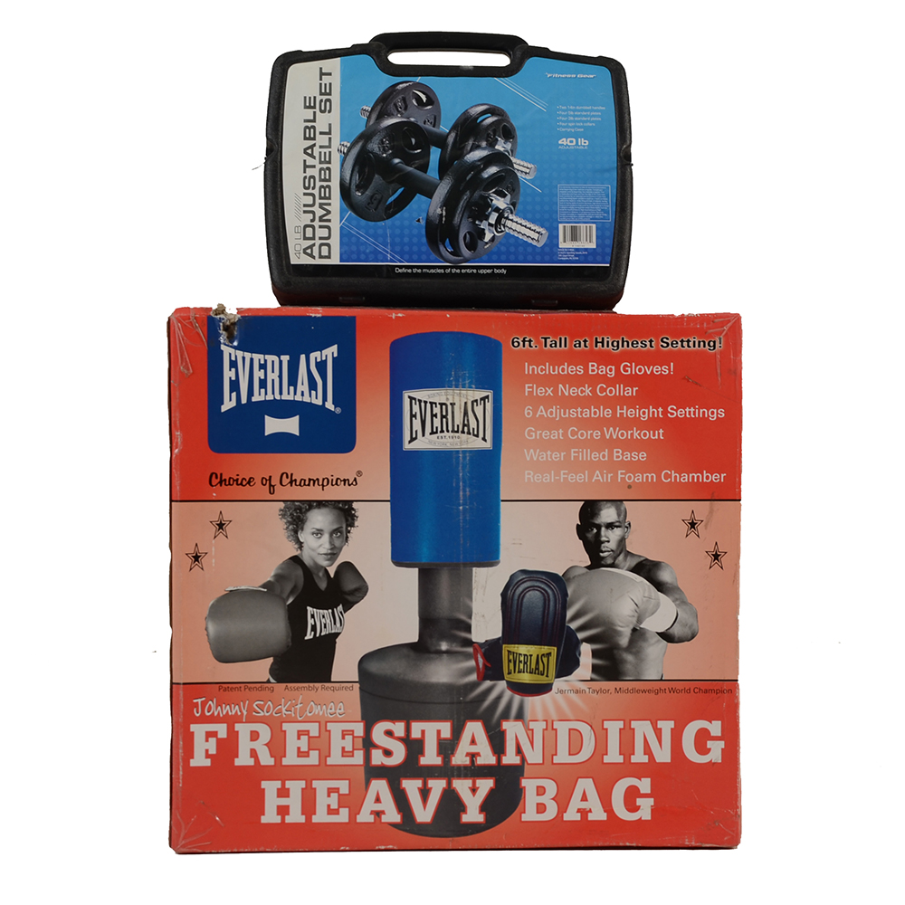 Everlast Freestanding Heavy Bag and Weight Set