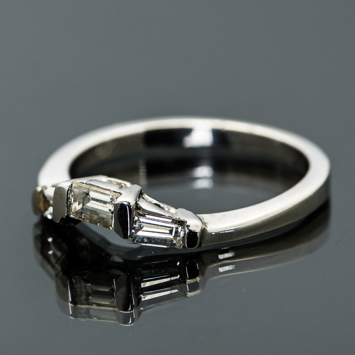 18K White Gold and Baguette Diamond Wedding Band