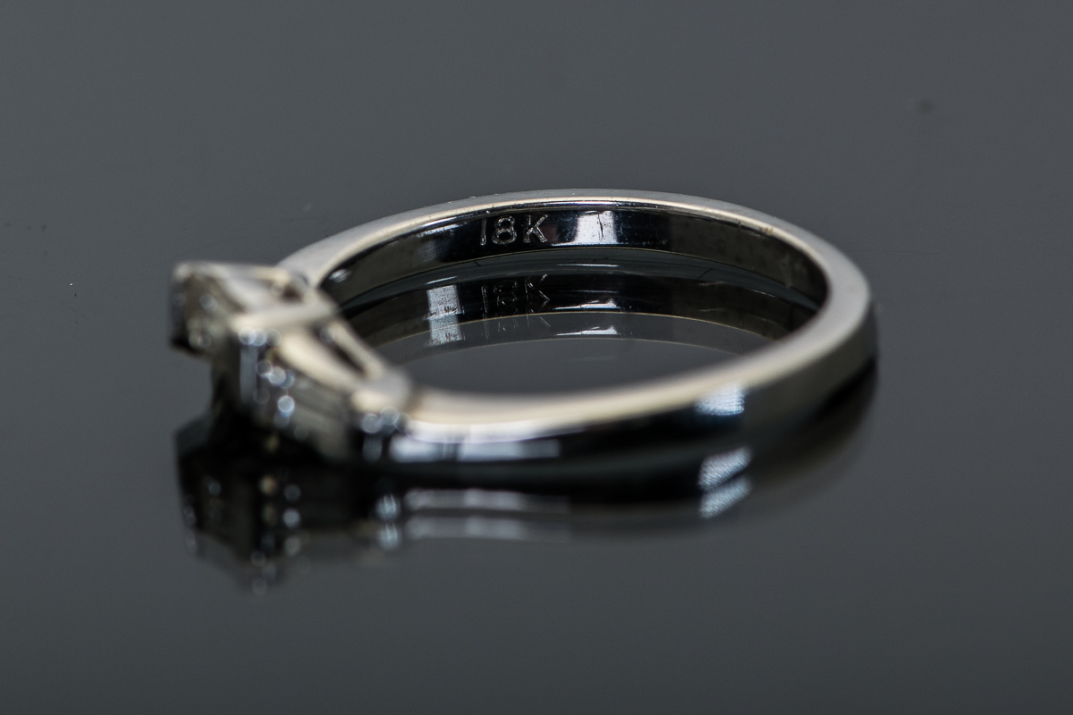 18K White Gold and Baguette Diamond Wedding Band