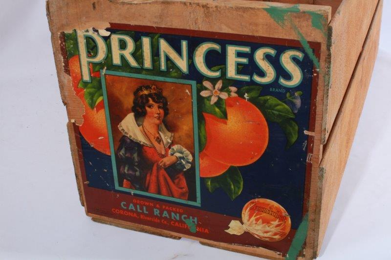 Vintage Princess Brand Sunkist Wood Crate