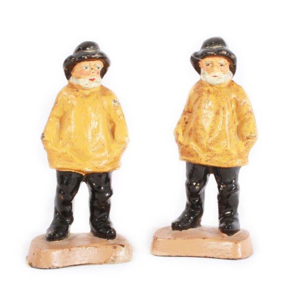 Pair Hand-Painted Cast Iron Old Salt Bookends