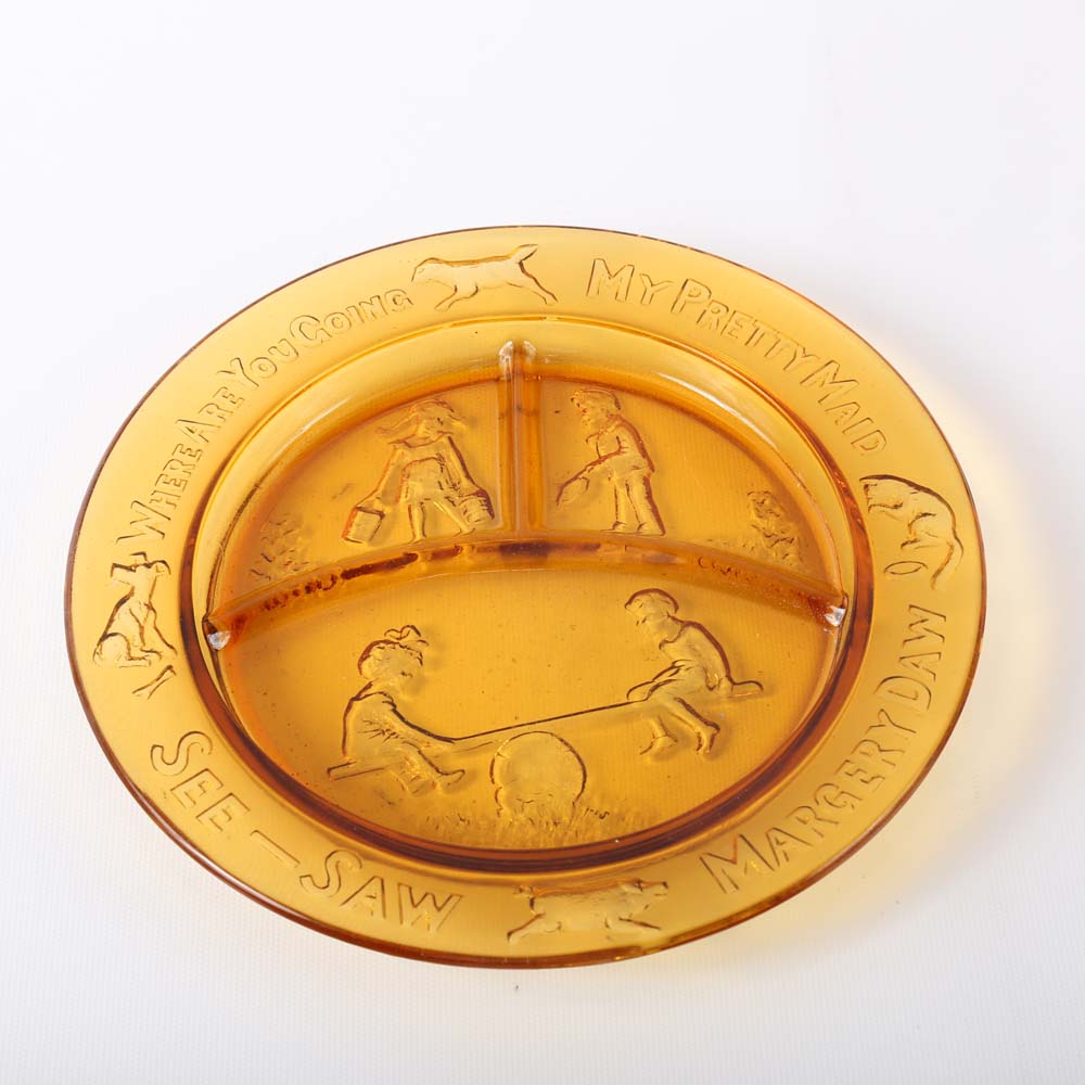 Children's Mother Goose Amber Glass Place Setting