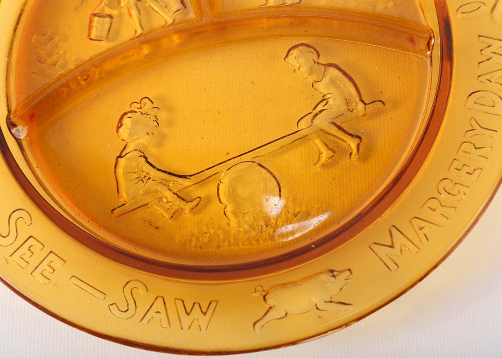 Children's Mother Goose Amber Glass Place Setting