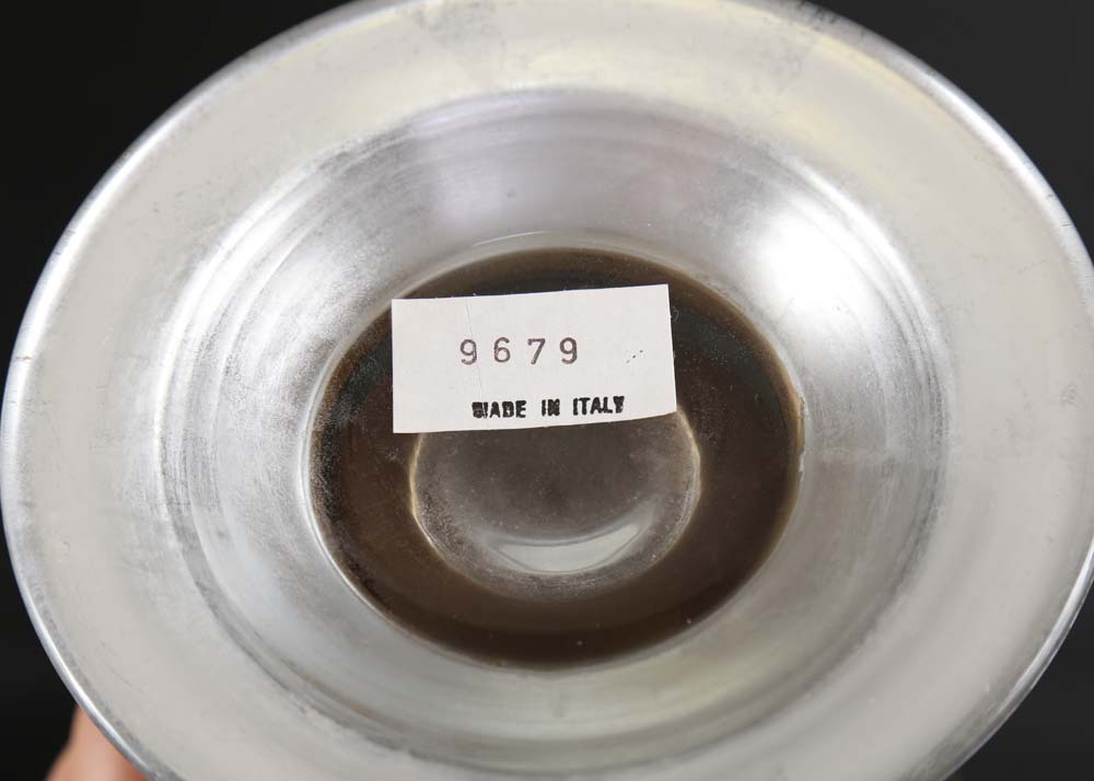 Pair of Tall Vases with Gold Tone and SIlver Tone Leaf