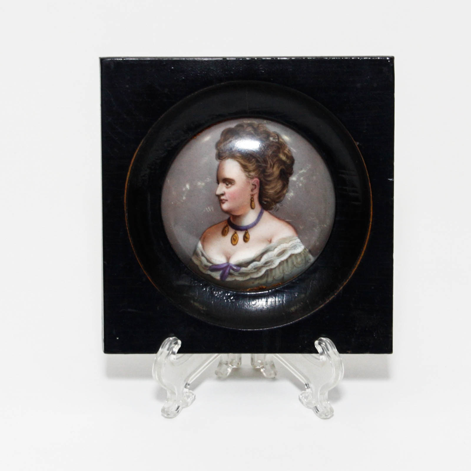 Antique Handpainted Oil on Porcelain Portrait