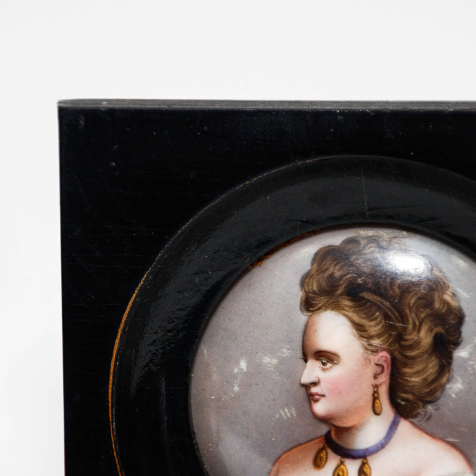 Antique Handpainted Oil on Porcelain Portrait