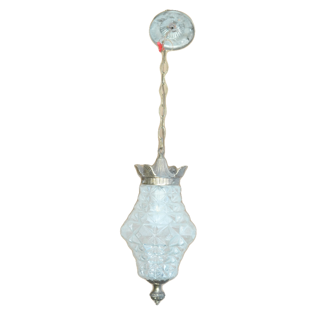 Brass Tone and Molded Glass Chandelier