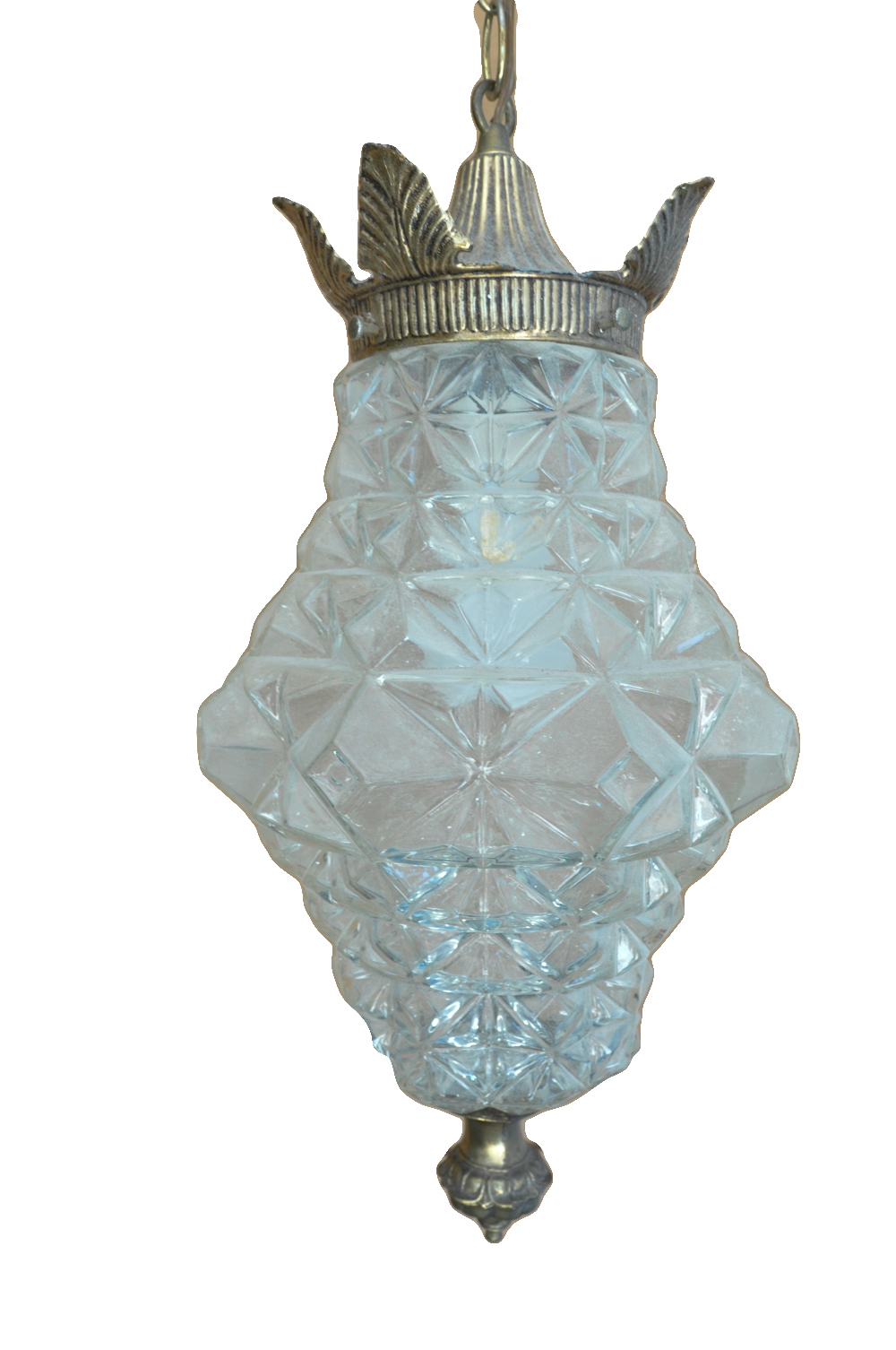 Brass Tone and Molded Glass Chandelier