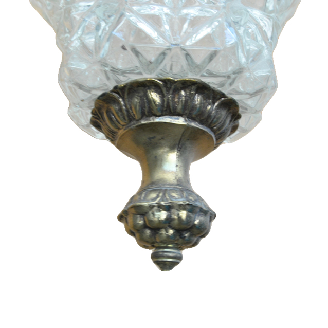 Brass Tone and Molded Glass Chandelier