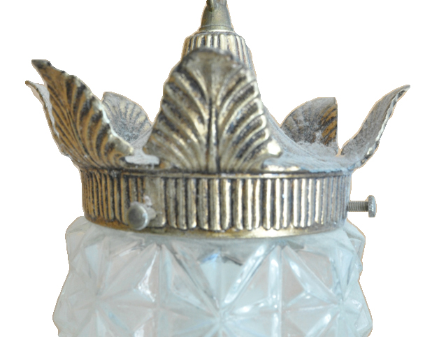 Brass Tone and Molded Glass Chandelier