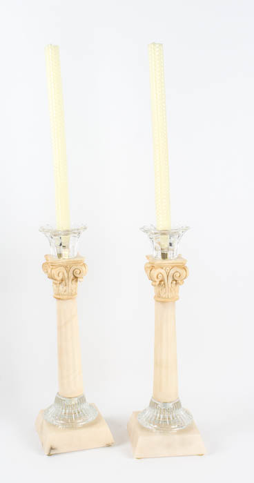 Marble and Glass Candlesticks