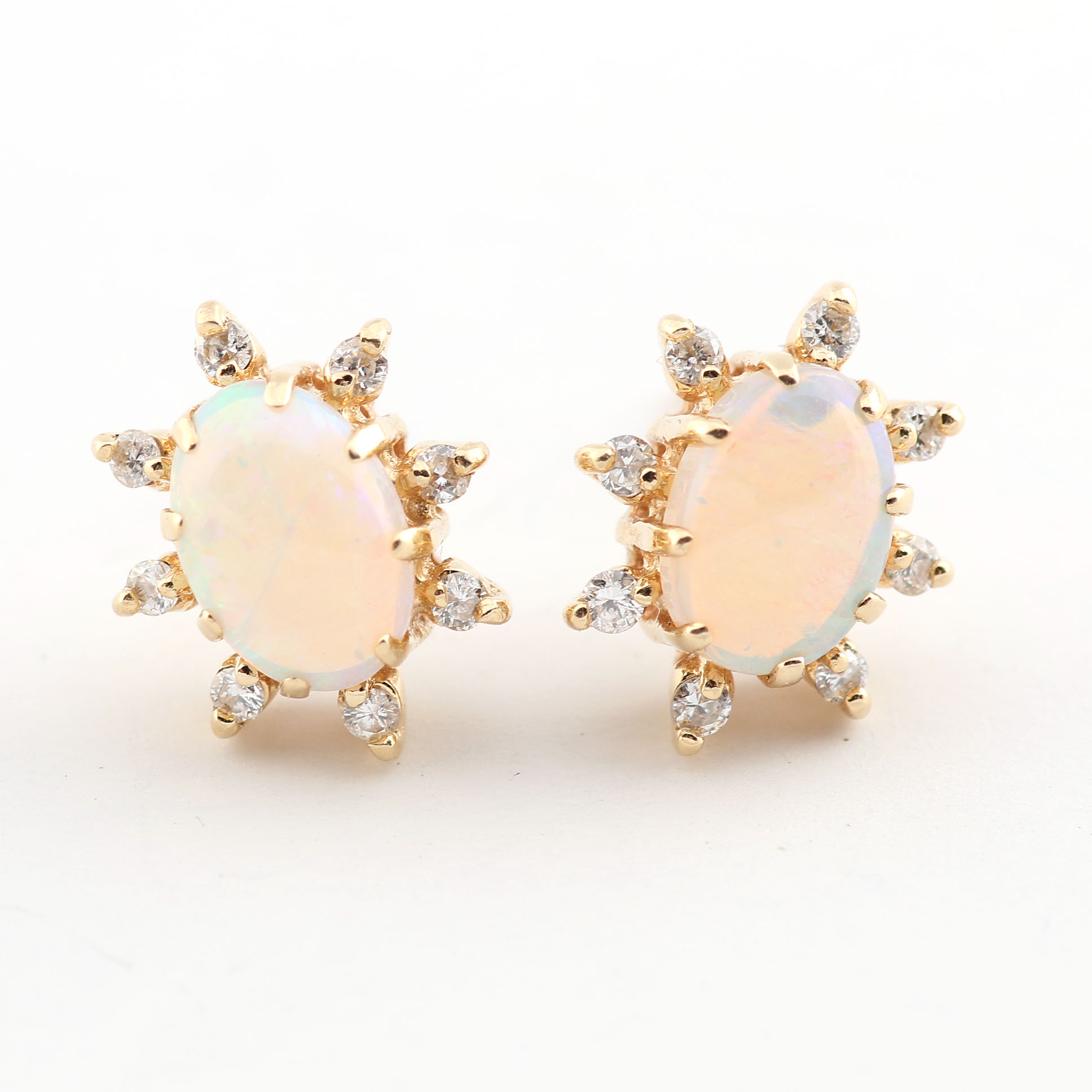 Opal and Diamond Studs