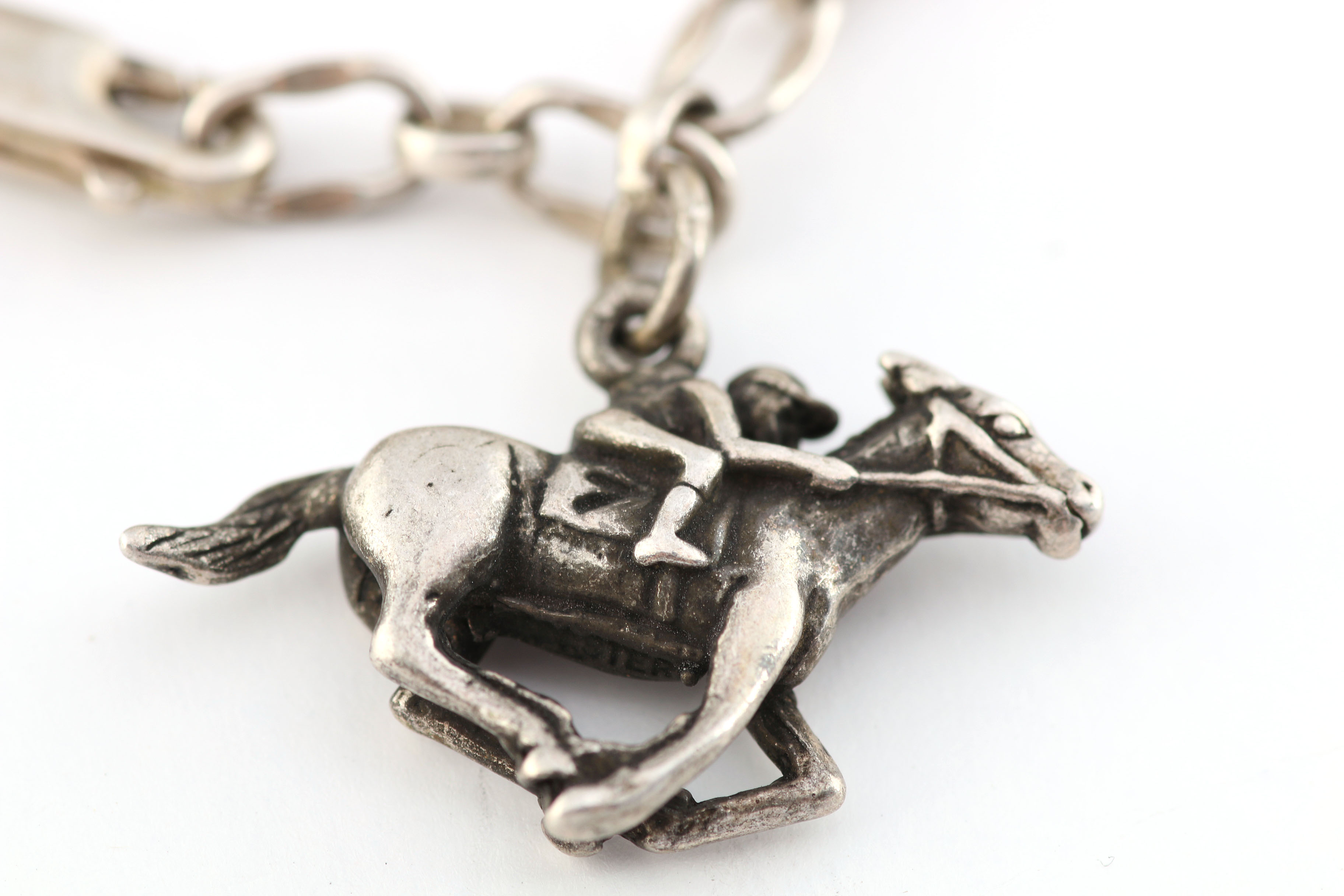 Silver Equestrian Charm Bracelet with Five Charms