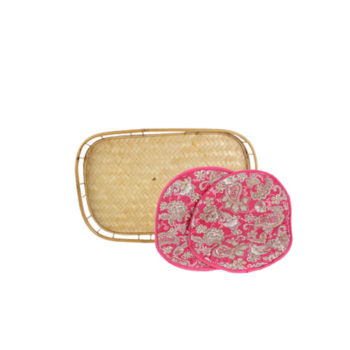 Basket Serving Tray and Paisley Hot Pads