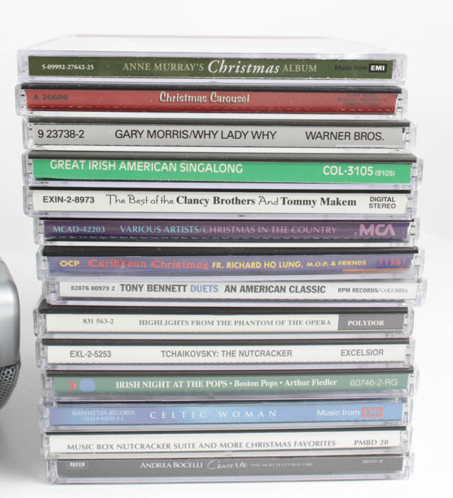 Sony Mega Bass Radio/CD Player and Assortment of CDs