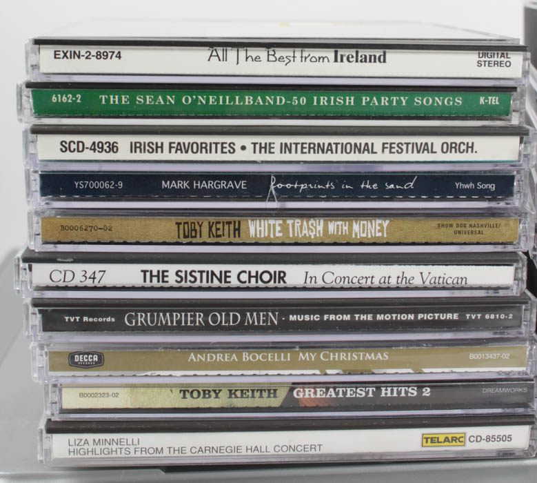 Sony Mega Bass Radio/CD Player and Assortment of CDs