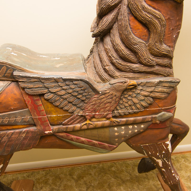 Vintage Hand Carved Dentzel Carousel Flag Horse Reproduction