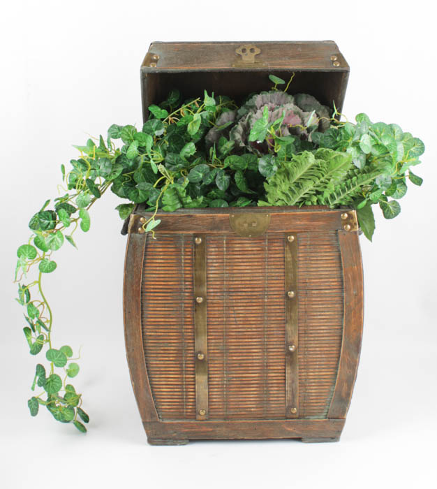Decorative Wooden Storage Box with Faux Ivy