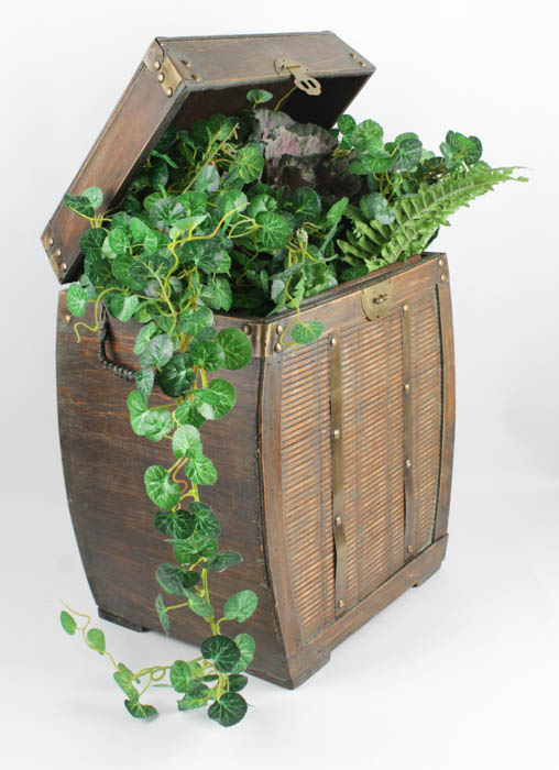 Decorative Wooden Storage Box with Faux Ivy