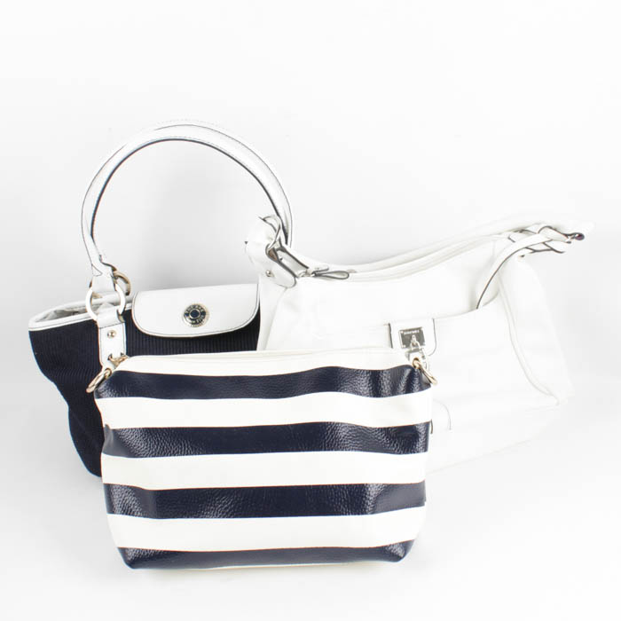 White and Navy Handbag Assortment