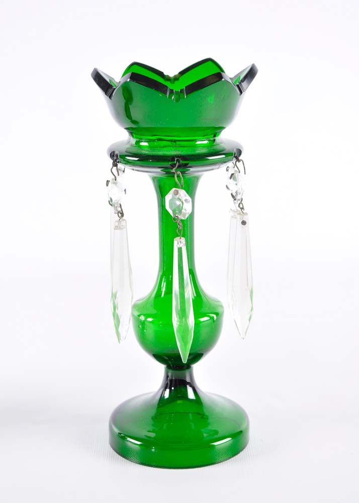 Pair of Green Vintage Mantle Lusters