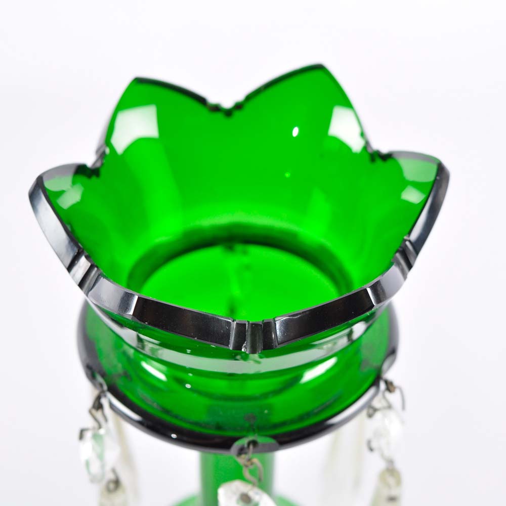 Pair of Green Vintage Mantle Lusters