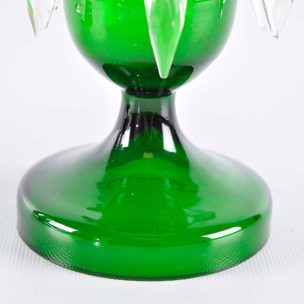 Pair of Green Vintage Mantle Lusters