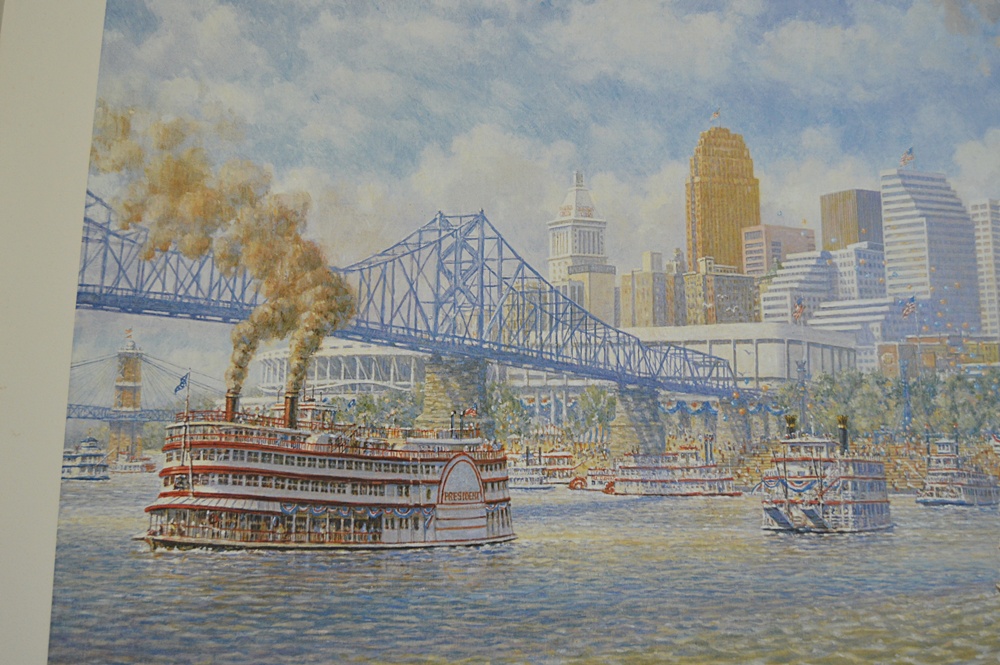 Signed Frank McElwain "Cincinnati Bicentennial Tall Stacks" Print
