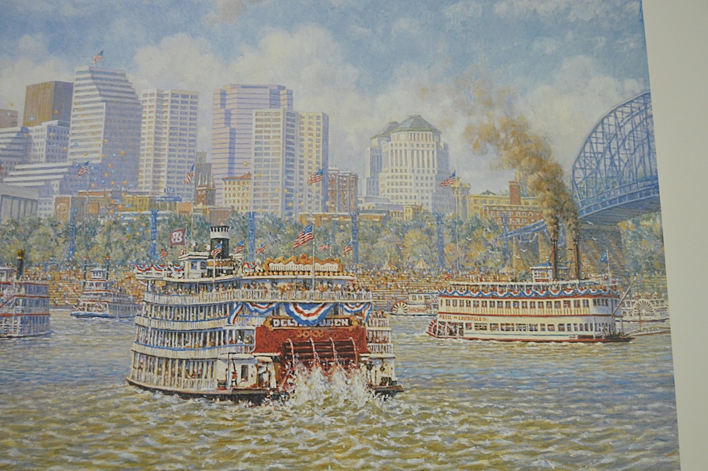 Signed Frank McElwain "Cincinnati Bicentennial Tall Stacks" Print