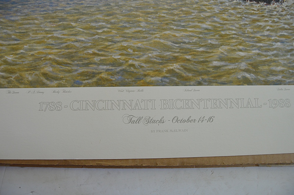 Signed Frank McElwain "Cincinnati Bicentennial Tall Stacks" Print