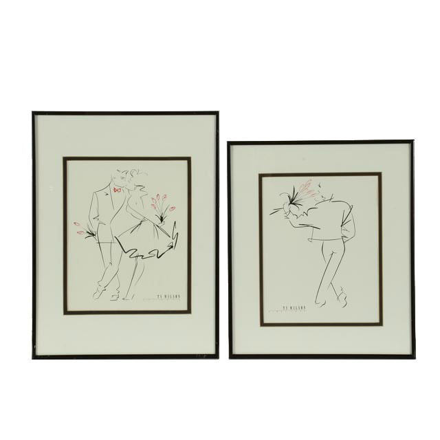 Pair of Ty Wilson Lithographs "Secrets" and "First Love"