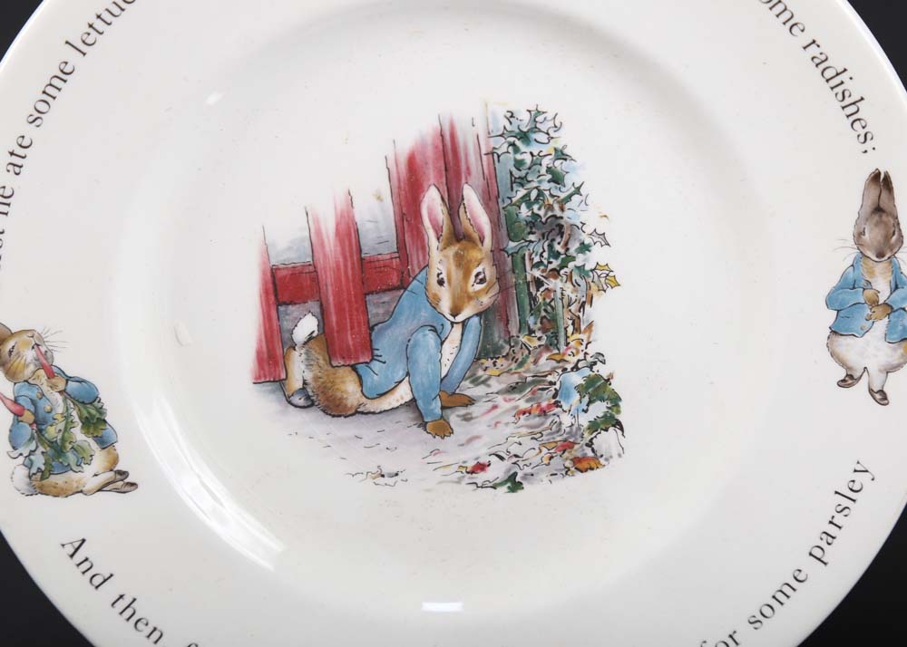 Wedgwood Peter Rabbit Plate and Royal Albert Flopsy Bunny Bank