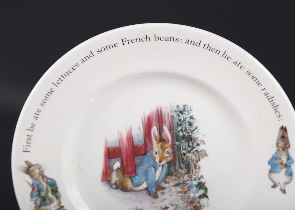 Wedgwood Peter Rabbit Plate and Royal Albert Flopsy Bunny Bank